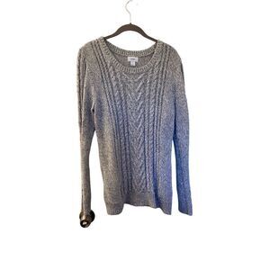 Old Navy women’s gray speckled/spotted colored cableknit sweater size large ￼